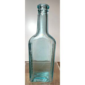 Vintage Blue Glass Castoria Bottle Embossed With "Fletchers" & "Castoria"